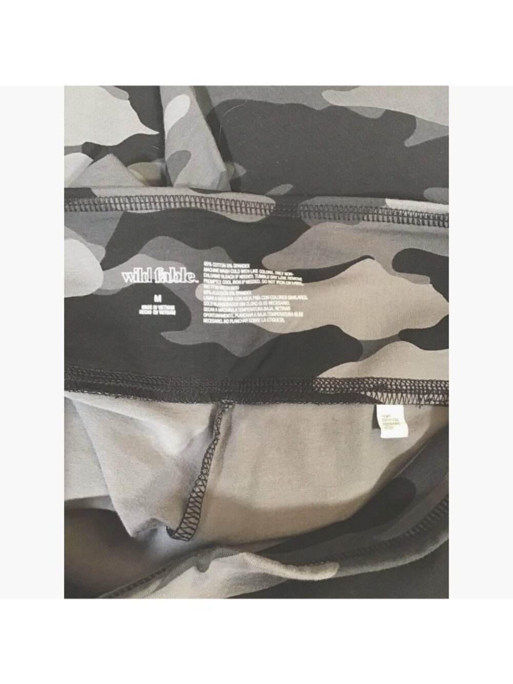 Wild Fable Womens Leggings Black Med Gray Mid Rise Camo Stretch Full Length New - Picture 6 of 6